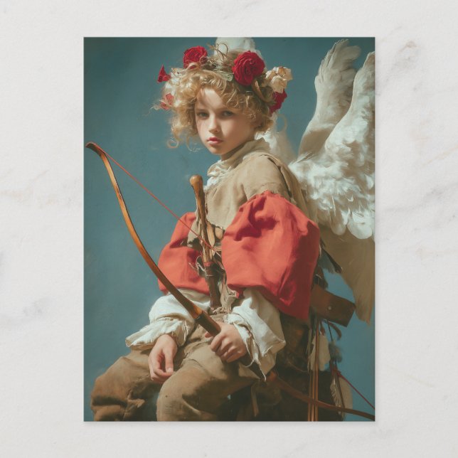 Cartão Postal Anjo Cupido Vintage  (Frente)