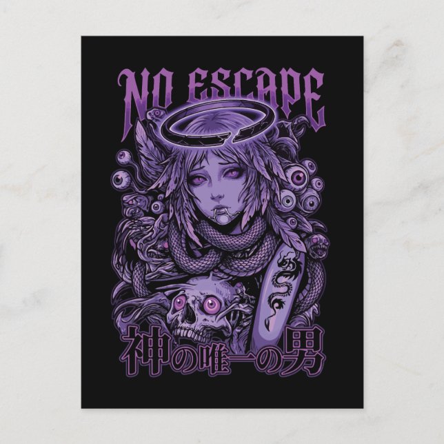 Cartão Postal Anjo Cyber Goth Sem Saída (Frente)