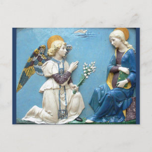 Cartão Postal Anjo da Anunciação Virgem Maria Della Robbia Azul