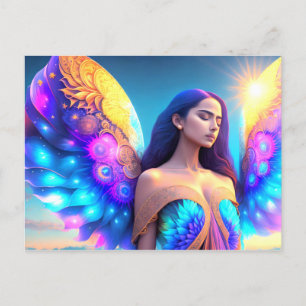 Cartão Postal Anjo da Lembrança do Sonho do Arco-íris ARTE PRÓPR