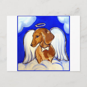 Cartão Postal Anjo Dachshund Vermelho