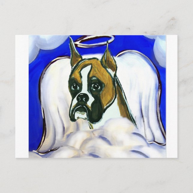 Cartão Postal Anjo de cachorro boxer (Frente)