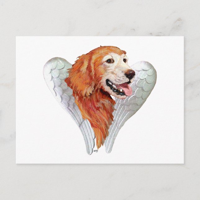 Cartão Postal Anjo do Golden Retriever (Frente)