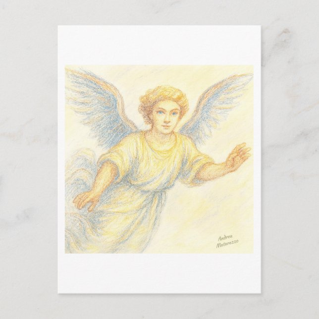Cartão Postal Anjo em voo com um sorriso (Frente)