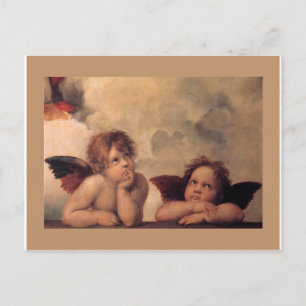 Cartão Postal anjo fé Raphael vintage pintura antiga bênção