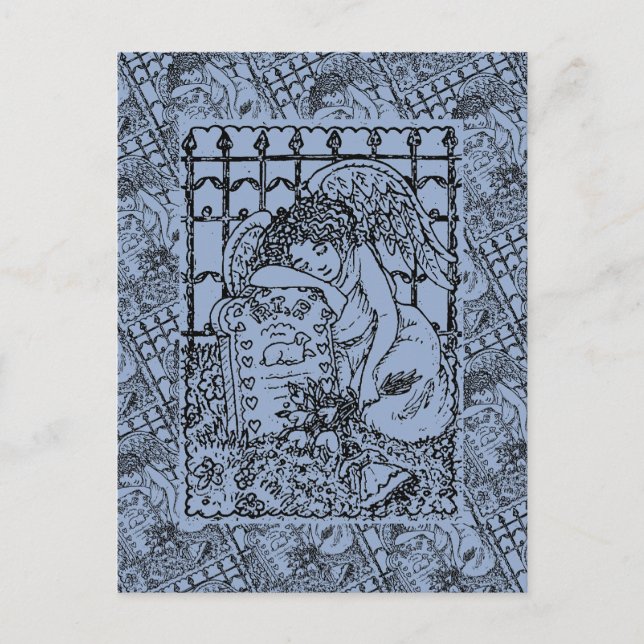 CARTÃO POSTAL ANJO GUARDIÃO CHORANDO, SIMPATIA DE LUTO NO CEMITÉ (Frente)