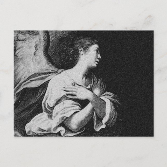 Cartão Postal Anjo Guardião em Preto e Branco (Frente)