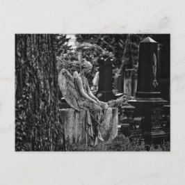 Cartão Postal Anjo melancólico da fotografia branca preta