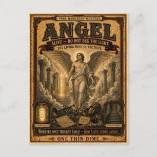 Cartão Postal Anjo, Monstro de Circo Vintage