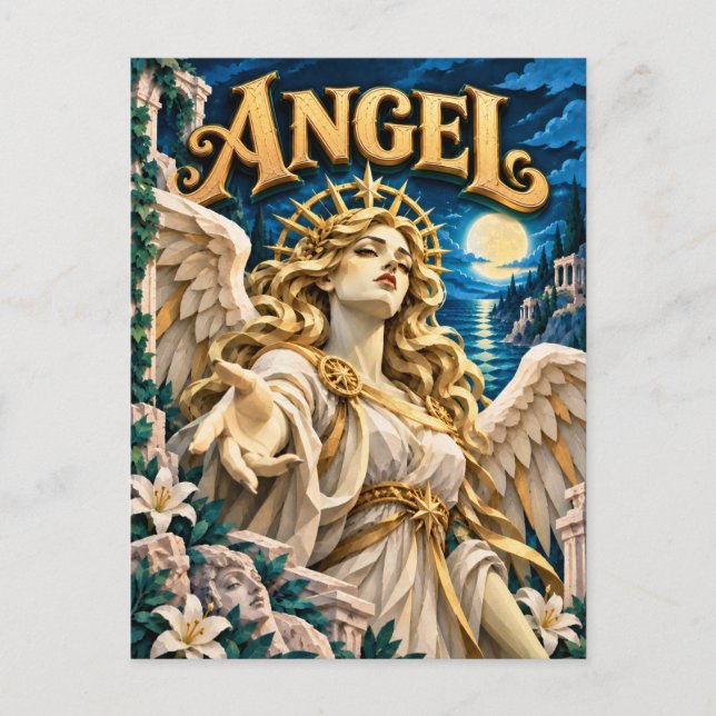 Cartão Postal Anjo, Monstro de Corte de Papel (Frente)