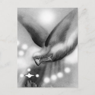 Cartão Postal Anjo na arte noturna