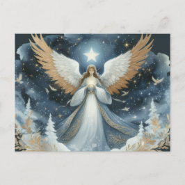 Cartão Postal Anjo na noite de Natal linda