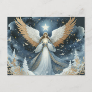 Cartão Postal Anjo na noite de Natal linda