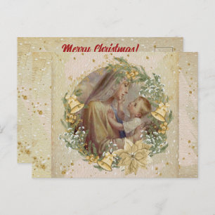 Cartão Postal Anjo Natal Mãe e Criança