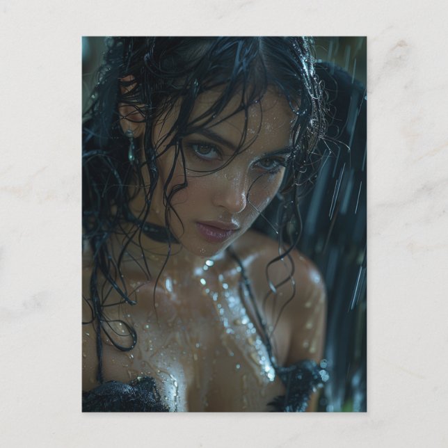 Cartão Postal Anjo Negro na Chuva (Frente)