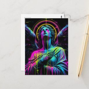 Cartão Postal Anjo Neon Choroso