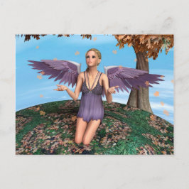 Cartão Postal Anjo Orante Roxo Fantasia de Outono Arte