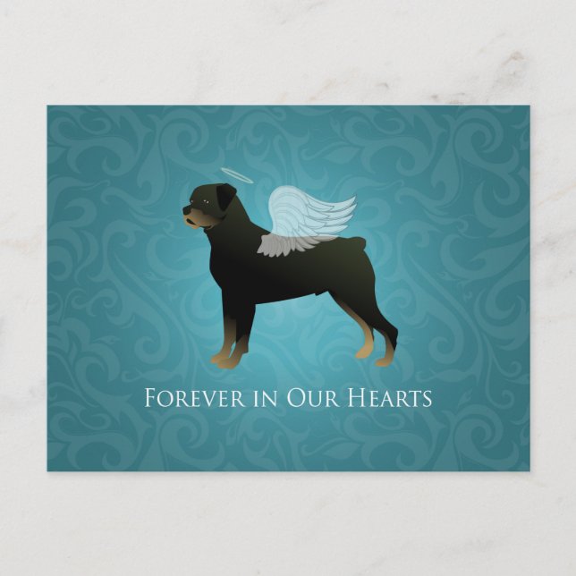 Cartão Postal Anjo Rottweiler - Design de Memorial de Pet (Frente)