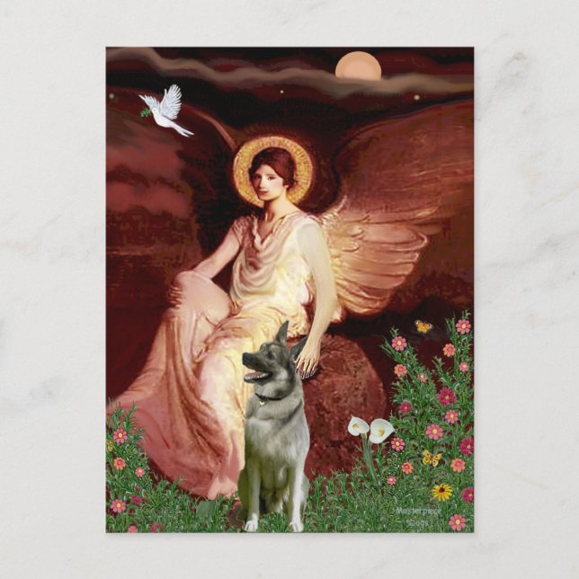 Cartão Postal Anjo Sentado - Norwegian Elkhound (Frente)