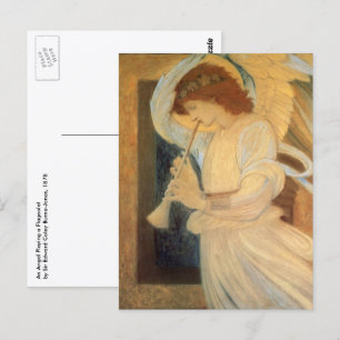 Cartão Postal Anjo tocando Flageolet por Burne Jones