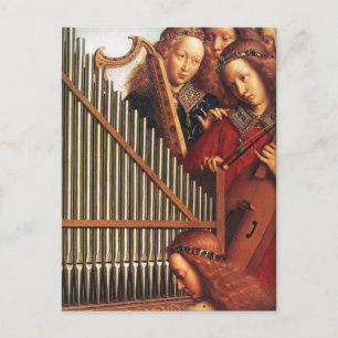 Cartão Postal ANJOS TOCANDO MÚSICA, detalhe, Pergaminho