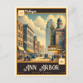Cartão Postal Ann Arbor, Michigan | Vintage