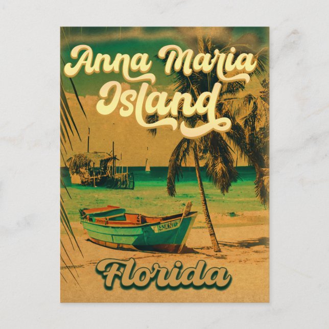 Cartão Postal Anna Maria Island Florida Beach Retro Souvenir 60  (Frente)