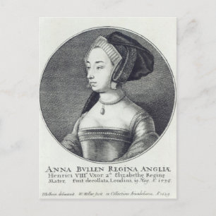 Cartão Postal Anne Bolena, gravada por Wenceslaus Hollar, 1649