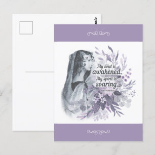 Cartão Postal Anne Bronte Cita Minha Alma Está Acordada Floral