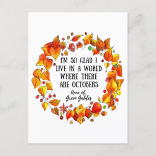 Cartão Postal Anne of Green Gables Literary Autumn Drawn