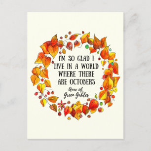 Cartão Postal Anne of Green Gables Ouvido Citação desenhada à Mã