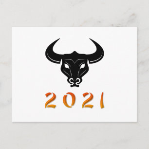 Cartão Postal Ano chinês da silhueta Ox 2021