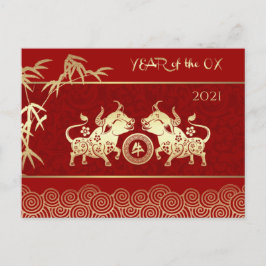 Cartão Postal Ano Chinês do Ox | Ano Personalizado