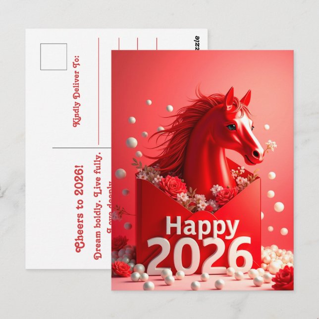 Cartão Postal Ano do Cavalo 2026 (Frente/Verso)