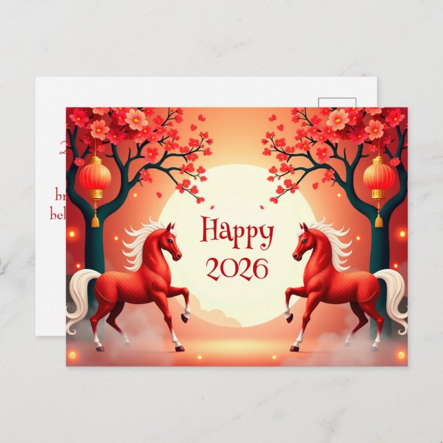 Cartão Postal Ano do Cavalo 2026 (Frente/Verso)