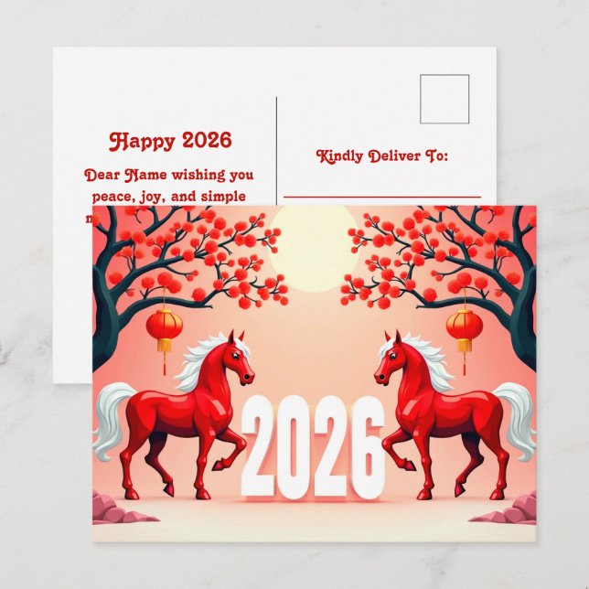 Cartão Postal Ano do Cavalo 2026 (Frente/Verso)