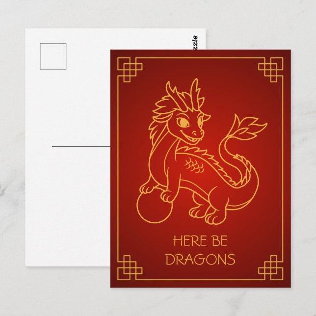 Cartão Postal Ano do Dragão 2024 - Zodiac chinês (Frente/Verso)