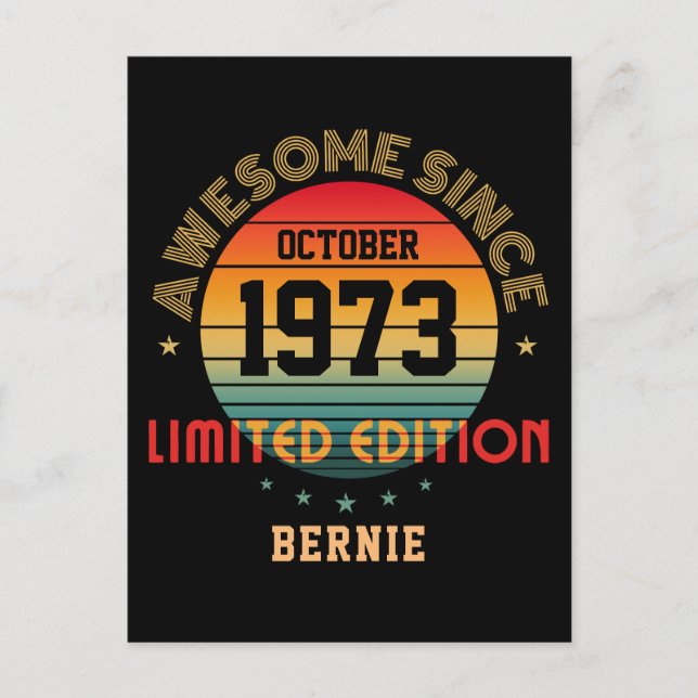 Cartão Postal Ano Mes Nome de Aniversário Incrível Personalizado (Frente)