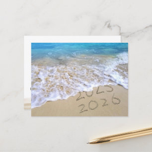 Cartão Postal Ano Novo 2026 Praia Obrigado da Empresa