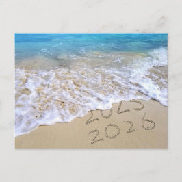 Cartão Postal Ano Novo 2026 Praia Obrigado da Empresa
