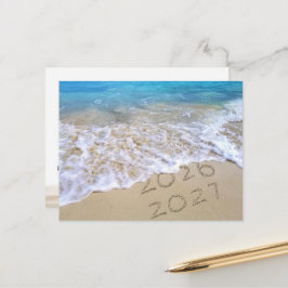 Cartão Postal Ano Novo 2027 Praia Agradecimento de Empresa