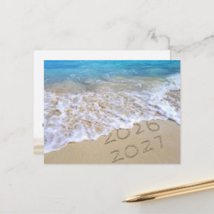 Cartão Postal Ano Novo 2027 Praia Agradecimento de Empresa