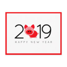 Ano Novo Chinês Vermelho Moderno do Porco 2019