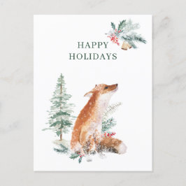 Cartão Postal Ano Novo da Floresta de inverno Fox Natal
