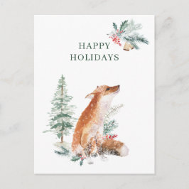 Cartão Postal Ano Novo da Floresta de inverno Fox Natal