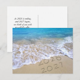 Cartão Postal Ano Novo Feliz 2027 Praia