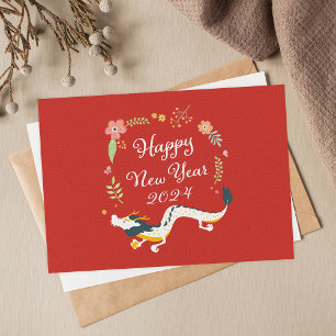 Cartão Postal Ano Novo Lunar 2024 Do Dragão