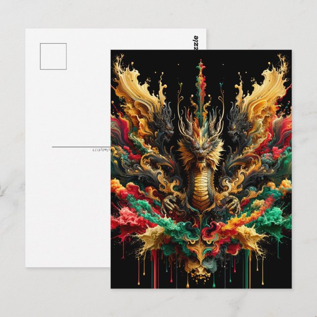 Cartão Postal Ano Novo Lunar Chinês do Dragão, Pós-Travessia (Frente/Verso)