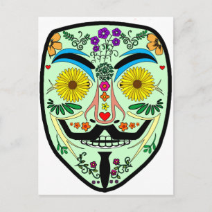 Cartão Postal ANONIMÔNIO Dia dos Mortos 2 Art Anon Mask 4Chan