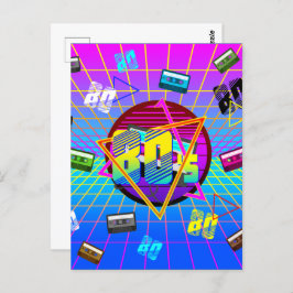 Cartão Postal anos 80 Retro Cassette Tape Old School